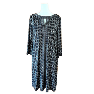 Wisp Black and White Long Sleeve Midi Dress